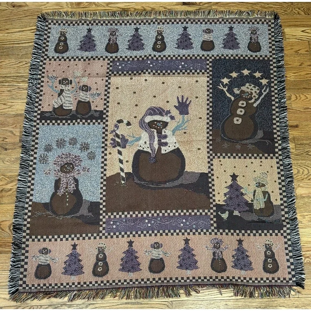 Snowman Tapestry Blanket Winter Scene 52
